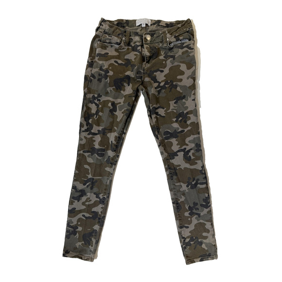 Kendall + Kylie Jeans Womens 26 Green Gray Camo Camouflage Skinny Stretch Denim - Picture 1 of 7
